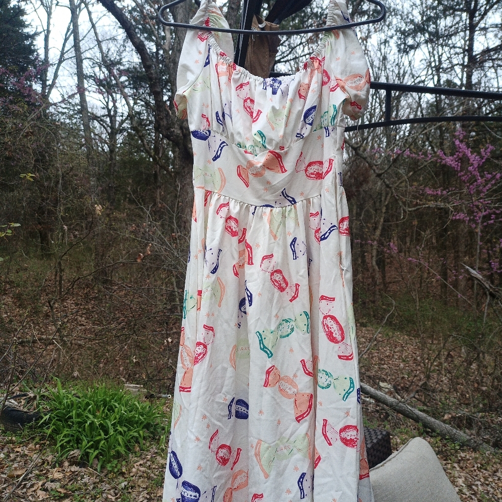 Satiny peasant dress